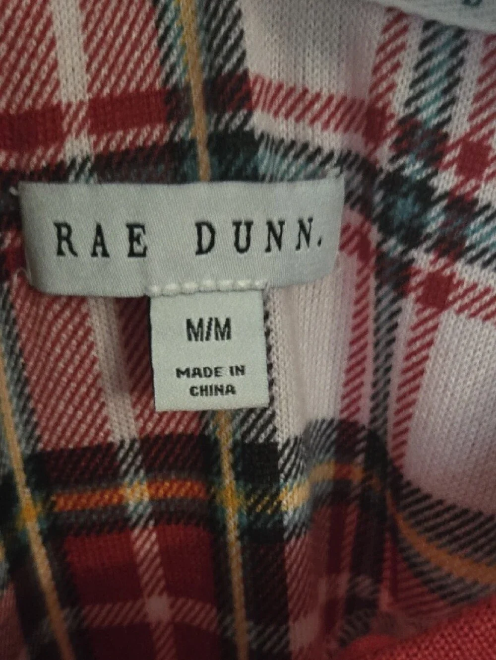 Rae Dunn Red Plaid Shirt with Black and Yellow Accents